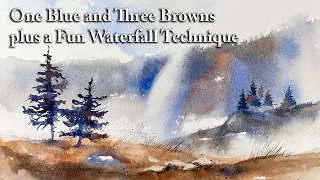 A Fun Way to Paint Waterfalls in Watercolour | A Loose Watercolour Landscape in Limited Palette