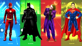 Flash 🆚 Batman 🆚 Joker 🆚 Superman | DC Heroes | Tiles Hop Fun Ball