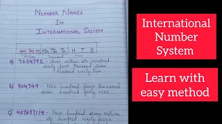 International Number System | International Number Names