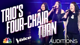 Trio Worth the Wait Harmonizes Linda Ronstadt's "When Will I Be Loved" - Voice Blind Auditions 2020