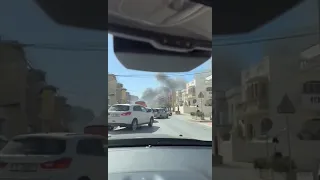 Van on fire in Santa Venera busy road