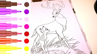 Learn Coloring animals Deer | How to draw Deer step by step #drawing #coloring #painting #animals