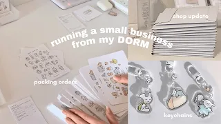 running my small business in uni 💌🧸 packing orders, preparing for a shop update, stickers, keychains
