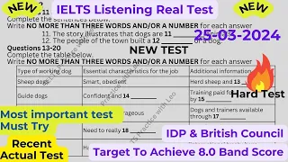 IELTS Listening Practice with Recent Actual IELTS Exam with Answers [Real Exam 56] 25thMarch 2024