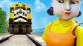 HOMEM ARANHA GTA 5 SQUID GAME Doll VS BIG TRAIN • Funny/Crazy Ragdollcuphoria Physics