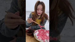 #Short Wow Mongolian Girl Cooking Beef With Eating Mongolian Styles #244