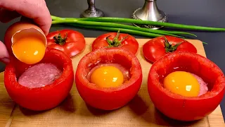 Legen Sie einfach ein Ei in eine Tomate und Sie werden staunen! Frühstücksrezept.