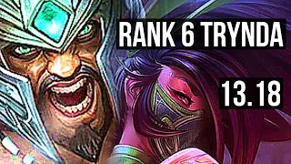 TRYNDA vs AKALI (TOP) | Rank 6 Trynda, 6 solo kills | TR Grandmaster | 13.18