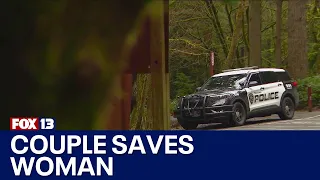 Couple saves woman from attacker with a kick to the head | FOX 13 Seattle