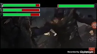 Captain America, Iron Man and Thor vs. Thanos with healthbars