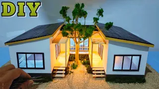 DIY membuat miniatur rumah dari stik es krim dan karton