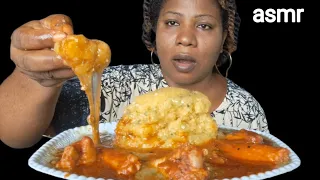 African food mukbang/ okra soup and garri fufu with chicken stew 😋Nigeria food ASMR mukbang