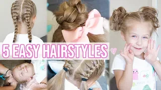 5 EASY HAIRSTYLES FOR LITTLE GIRLS!! | Back to School Hairstyles for Girls