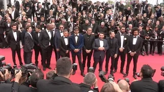 JR, Mouloud Achour, Mathieu Kassovitz on the red carpet of Les Miserables in Cannes