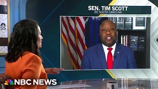 Tim Scott appears to back away from federal abortion ban as he campaigns with Trump