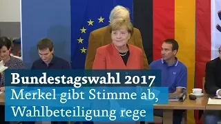 Bundestagswahl 2017: Angela Merkel wählt, Wahlbeteiligung am Morgen