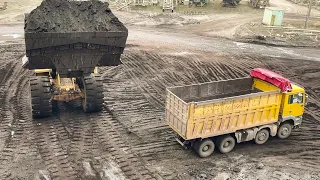 Huge Caterpillar 992G Wheel Loader Loading Coal On Trucks - Sotiriadis/Labrianidis Mining Works