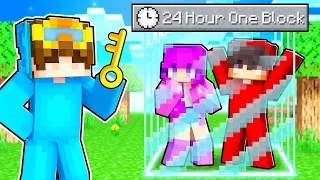 Locking Friends in a 24 HOUR ONE BLOCK in Minecraft!