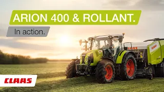 CLAAS ARION 400 and ROLLANT in action.