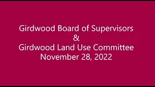 Girdwood Board of Supervisors and Girdwood Land Use Committee Joint Meeting  November 28, 2022