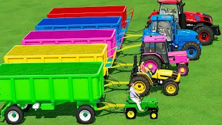 TRANSPORT MINI & BIG TRACTOR & HARVEST COLOR SUNFLOWER vs SEELLING PARKOUR! Farming Simulator 22