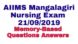 AIIMS Mangalagiri Memory Based Questions 21/09/2019