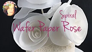 How to make a SPIRAL WAFER PAPER ROSE | Cake Decorating | DOZYCAKES