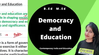 Democracy and Education | Contemporary India and Education