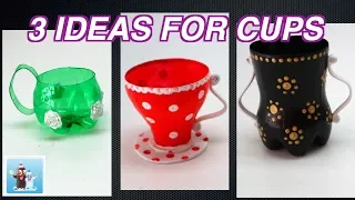 3 Ideas for Handmade Cups from Plastic Bottles|Art and Craft