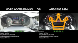 Ford Focus RS MK3 vs Audi RS3 2016 // 0-100 km/h