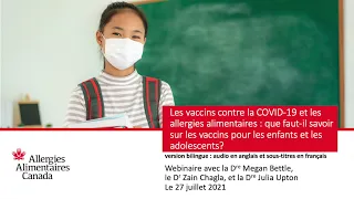 Les vaccins contre la COVID-19 et les allergies alimentaires : pour les enfants et les adolescents