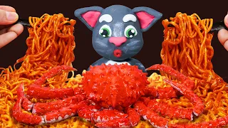 MUKBANG Spicy Seafood & Ramyun Challenge | Talking Tom In Real Life