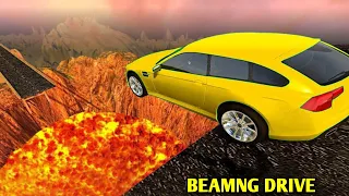 Real Cars And Real Lava River and broken bridge  BeamNG Drive Full Game