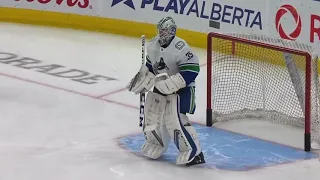 THATCHER DEMKO warm-up EDMONTON OILERS - VANCOUVER CANUCKS