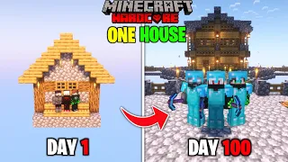 We Survived 100 Days in ONE HOUSE Only World In Minecraft Hardcore | Duo 100 Days