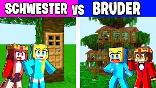 SCHWESTER vs BRUDER Baumhaus BAU CHALLENGE in Minecraft!