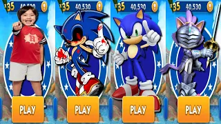 Sonic Dash vs Tag with Ryan vs Sonic Forces Speed Battle - Sir Percival vs Sonic Exe All Characters