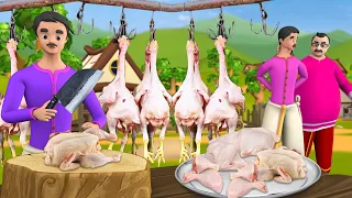 लालची चिकन वाला हिन्दी कहानी - Greedy Chicken Seller Hindi Story - 3D Animated Greedy Stories