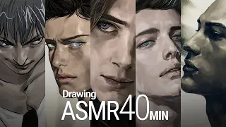 🎧✍🏻 ASMR 40min Drawing Collection. Satisfied with Digital art process sound. How to draw.