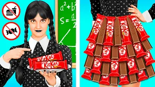 Wednesday Addams | How To Sneak Candy In Class by RaPaPa Challenge