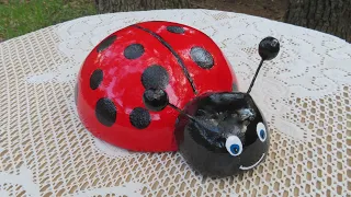 Como Hacer Una Catarina Bonita de Cemento - Cement Ladybug