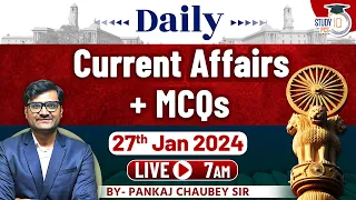 Daily Current Affairs + MCQs | 27 January 2024 Current Affairs | Daily Current Affairs in Hindi