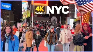 【4K】WALK Times Square Christmas in NEW YORK City USA travel vlog