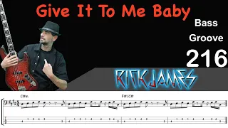 GIVE IT TO ME BABY (Rick James) Bass Cover, How to Play, Groove w/ Sheet & Tab