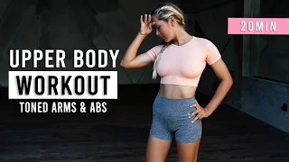 20 MIN TONED ARMS & ABS Workout | Upper Body HIIT | No Equipment, No Repeats