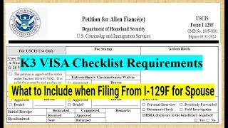 K3 Spouse VISA Checklist Requirements || What to Include when Filing From I-129F  for Spouse