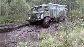 Газ 66 на арочных колёсах, дорога на рыбалку г Луга off-road 4x4