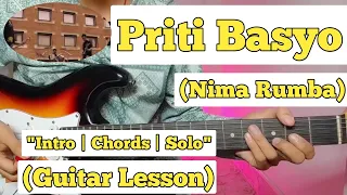 Priti Basyo - Nima Rumba | Guitar Lesson | Intro | Chords & Solo | (With Tab)