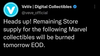 Veve sees an increase in active wallets for 2nd consecutive week! Veve mass burning collectibles!