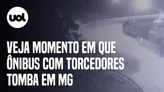 Vídeo mostra momento em que ônibus com torcedores do Corinthians tomba em MG